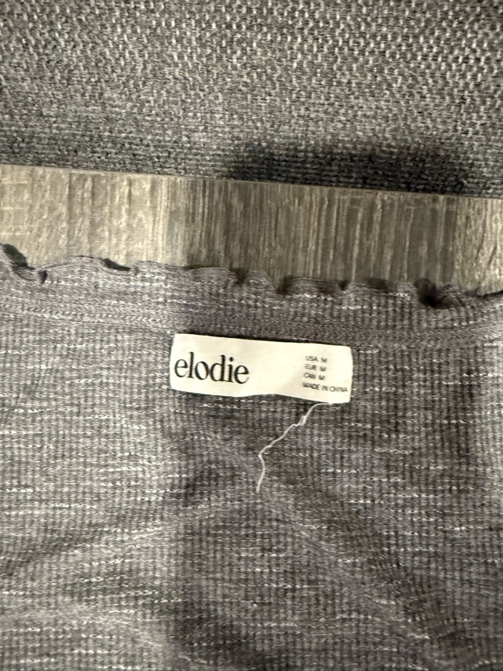 Elodie Gray Ribbed Long-Sleeve Square-Neck Top - Picture 6 of 12